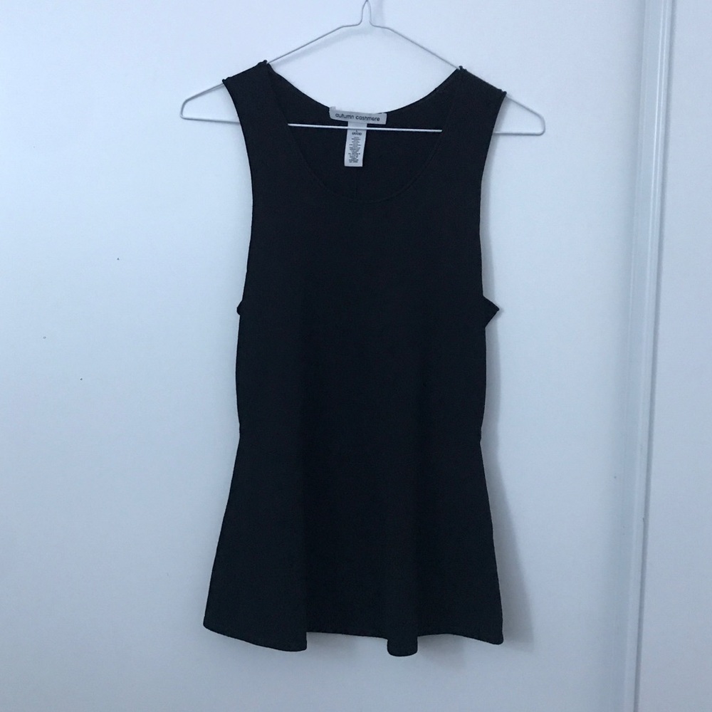 Autumn Cashmere Black Peplum Tank Top
